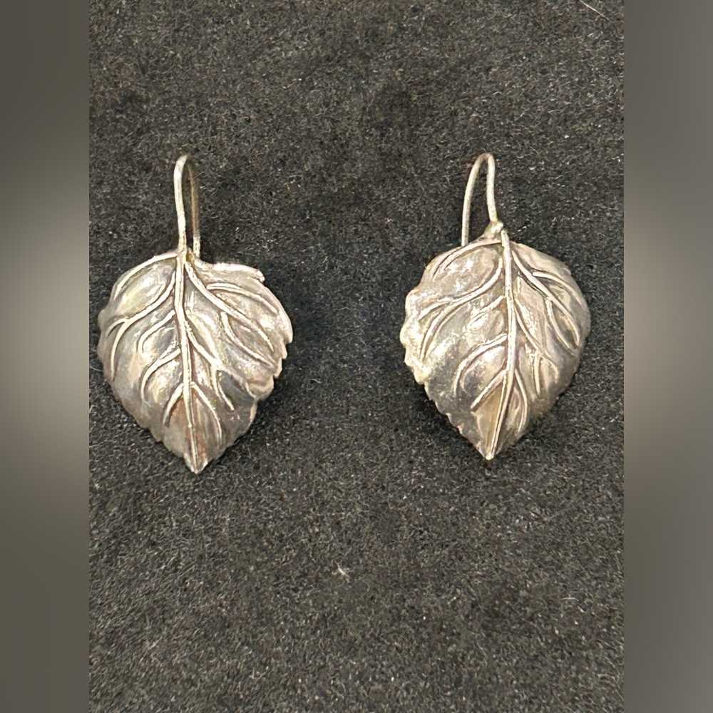 Handmade STERLING Silver Leaf Earrings